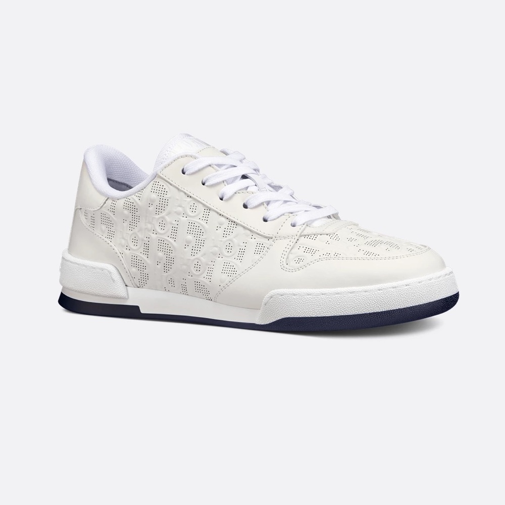 Christian Dior - Dior One White Oblique Perforated Calfskin Womens Sneaker